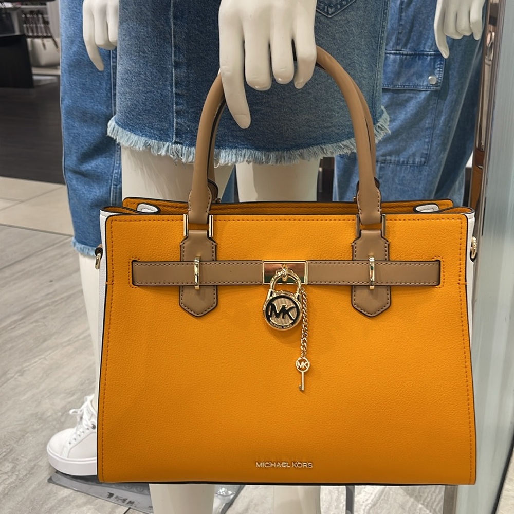 MICHAEL KORS Hamilton Medium Color-Block Leather Satchel
POP ORANGE MULTI
NWT - Picture 14 of 16